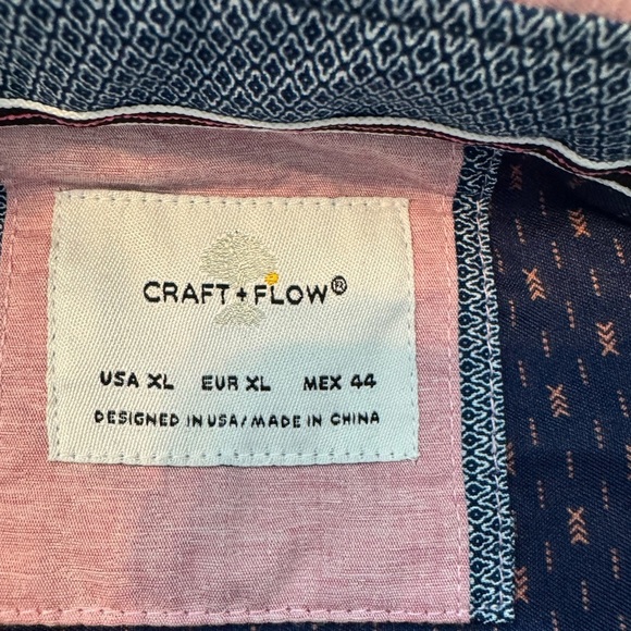 SALE 🏷️Craft & Flow Light Red Button Up Short Sleeve Shirt Men's Size XL - Picture 6 of 9